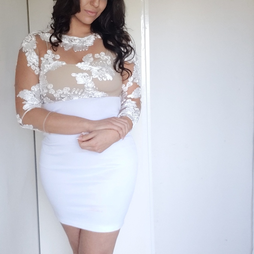 **HOST PICK! Women's Sheer Floral Lace Mini Dress